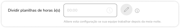 Configurando horário de divisão das folhas de ponto em configurações de horários de trabalho
